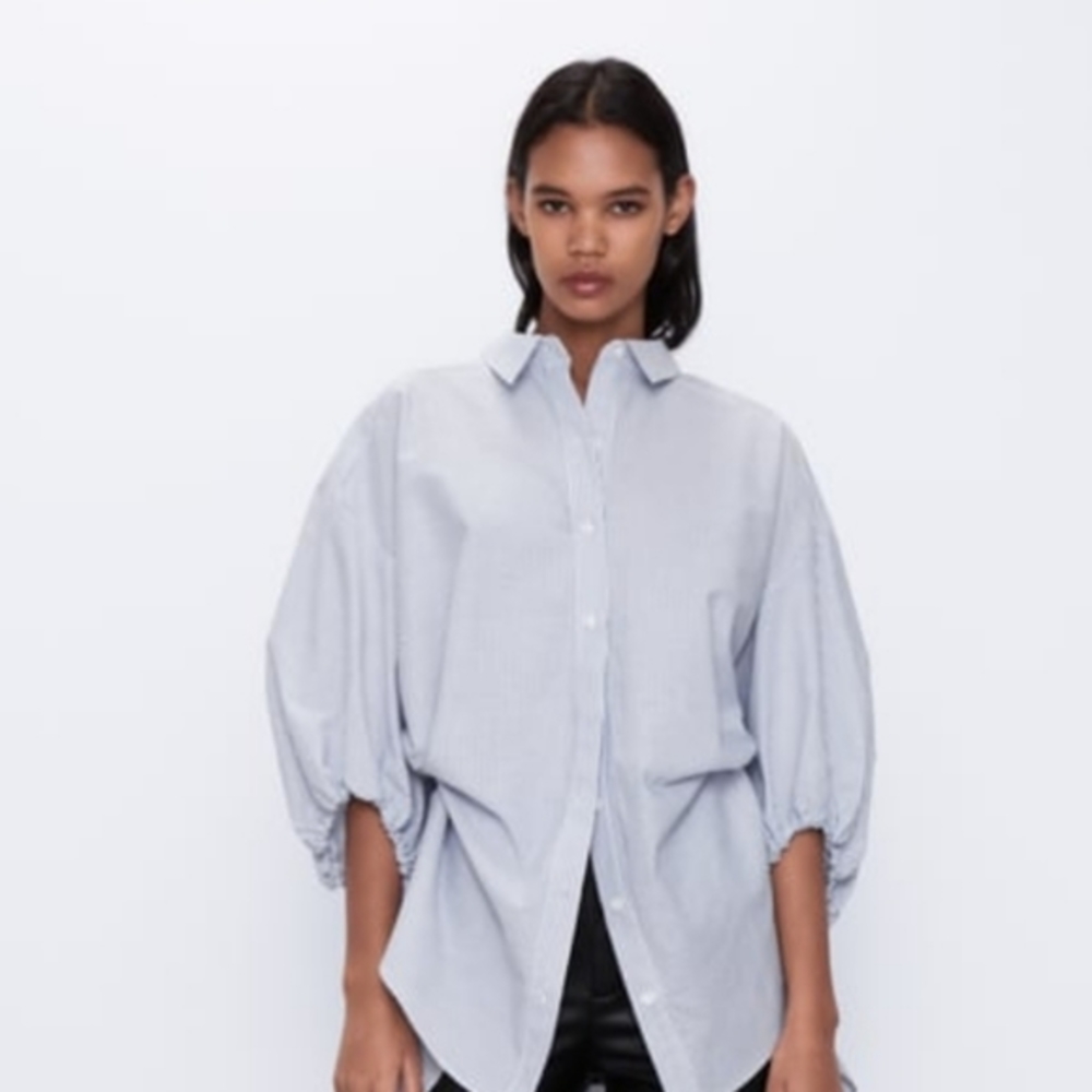 Zara Oversized Blue Striped Top